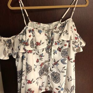 cold shoulder flower shirt